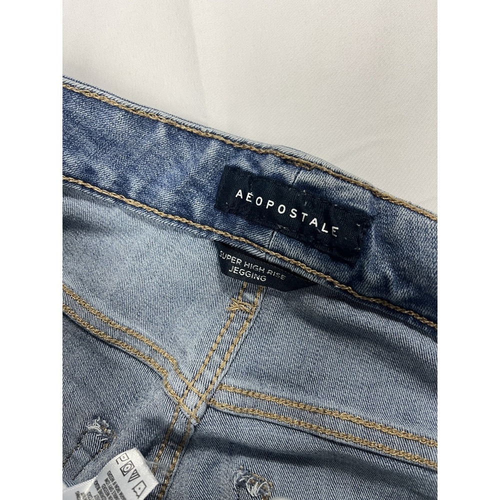AÉROPOSTALE Super High Rise Jegging Women's Size 8 Distressed Ripped Denim - Picture 3 of 11
